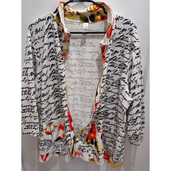 T/O Thomas & Olivia Women's 1XL Zip Up Jacket Handwriting Artsy Art2Wear Boho - Picture 3 of 15